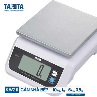 Cân tiểu ly điện tử nhà bếp chống nước IP67 TANITA KW211,Chính hãng nhật bản (10kg-0.5g)có trừ bì,bền đẹp,chính xác,sử dụng làm bánh,cân tổ yến,cân hải sản và y học,tặng kèm pin