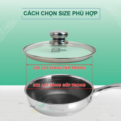 Nắp kính cường lực Fivestar nồi và chảo 16 cm đến 32cm