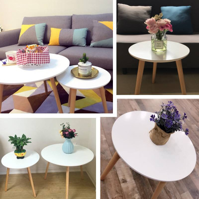Bàn trà, bàn sofa tròn trắng 40x50, bàn cafe phòng khách, bàn coffee, bàn gỗ cà phê 