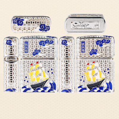 Vỏ Hột Quẹt Bật Lửa Xăng Chief CF1248J Thiết Kế Họa Tiết Thuyền Buồm Sơn Mài - Dùng Xăng Bấc Đá Cao Cấp