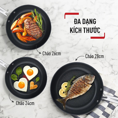 Chảo chiên Inox Tefal Duetto Plus (24cm/26cm/28cm) - Hàng chính hãng