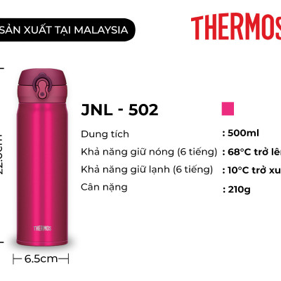 Bình giữ nhiệt Nhật Bản inox Thermos nút bấm 500ml JNL 502 SBR (JNL - 500/2) - Hàng chính hãng
