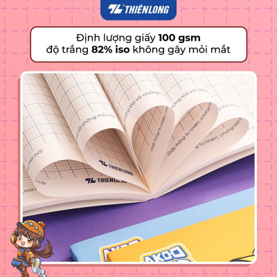 Tập học sinh chống lóa 96 trang 4 ô ly vuông 2mm 100gsm Thiên Long NB-117/AK - Phiên bản Akooland - Mẫu ngẫu nhiên