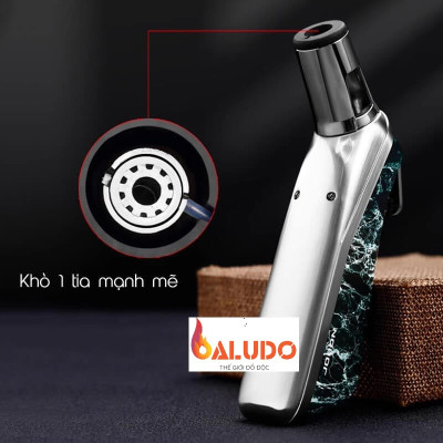 Vỏ hộp quẹt bật lửa khò để bàn 1 tia ZB-8002, có chốt khóa ga an toàn