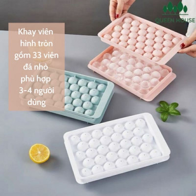 Khay Làm Đá Viên Tròn Có Nắp Đậy, Khuôn Làm Đá Thông Minh 33 Viên