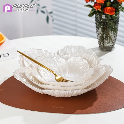 Set 3 Đĩa Thủy Tinh Ngọc Trai - Khay Thủy Tinh Đựng Trái Cây Hình Cánh Hoa Sang Trọng Phong Cách Bắc Âu Trang Trí Nội Thất - HÀNG CHÍNH HÃNG MINIIN