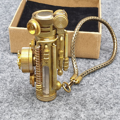 Vỏ Hột Quẹt Bật Lửa TC12 Thiết Kế Thủ Công Kiểu Dáng Độc Lạ Nhỏ Gọn Màu Vàng - Dùng Xăng Bấc Đá Cao Cấp