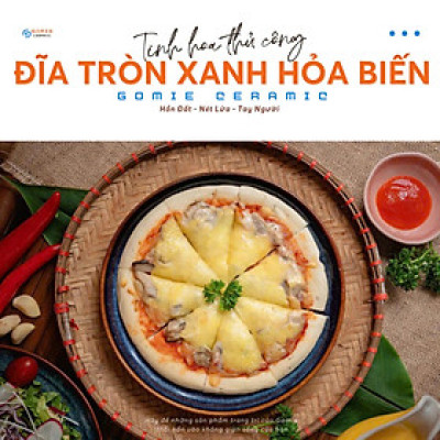 Đĩa tròn men xanh hỏa biến cao cấp GOMIE BAT TRANG chuyên dùng cho nhà hàng khách sạn 5 sao.