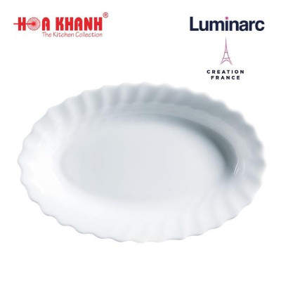 Đĩa Oval Thủy Tinh Luminarc Diwali Trianon Trắng 22cm - bộ 6 đĩa - N3648