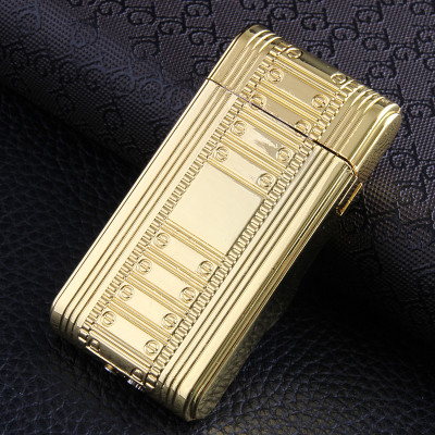 Vỏ Hột Quẹt Bật Lửa Khò Ga Kiêm Đồng Hồ Khắc Họa Tiết Rồng Vàng/Thằn Lằn Có Đèn Led Cao Cấp