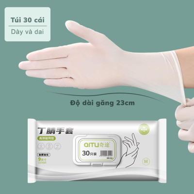 Găng tay cao su siêu dai làm bếp nấu ăn rửa chén, hộp 30 bao tay nhà bếp đa năng tái sử dụng nhiều lần