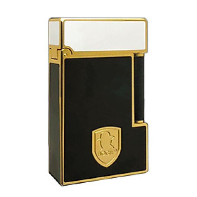 Vỏ Hột Quẹt Bật Lửa D upon Gas Đá D199V Họa Tiết Hoa Văn Cách Điệu Sơn Mài Khắc Hình Điệp Viên 007 Màu Đen Viền Vàng/Bạc