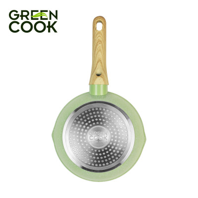 Combo 3 chảo nhôm sâu men đá ceramic miệng rót Green Cook GCP231 màu xanh 10 lớp chống dính