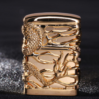 Vỏ Hột Quẹt Bật Lửa Hộp Quẹt Xăng Đá Chief CF-0985Y Họa Tiết Rồng Mắt Đỏ - Dùng Xăng Bấc Đá Cao Cấp