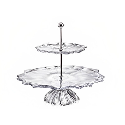 Đĩa 2 tầng có chân Plantica trắng AURUM