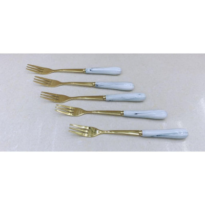 Combo 10 dĩa ăn hoa quả cán sứ vân đá xám