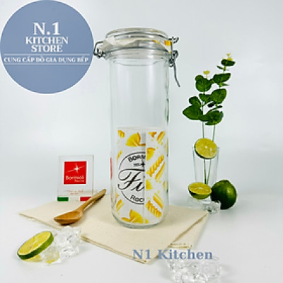 Hũ thủy tinh nắp cài kín hơi đựng mì ý Fido 1360ml - Bormioli Rocco Ý -  Hàng chính hãng