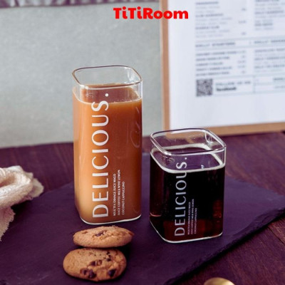 Ly cốc thủy tinh vuông siêu chịu nhiệt dung tích 250/400/480ml uống nước cafe sinh tố cao cấp decor