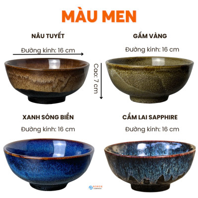  Bát tô phở, tô canh cao cấp D18H7 GOMIE CERAMIC BÁT TRÀNG, men hỏa biến cao cấp.