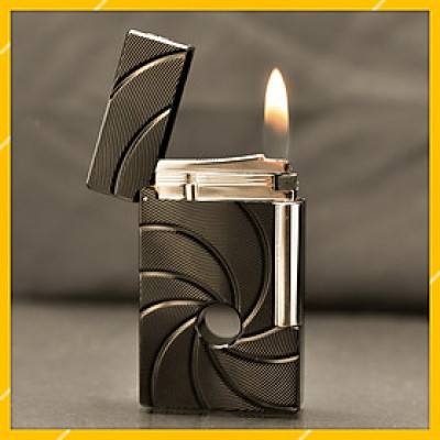 Vỏ Hột Quẹt Bật Lửa Gas Đá Upon 007 Limited Edition D117D Đục Lỗ Màu Đen Dòng 3 Ligne Cực Hiếm - Dùng Gas Đá Cao Cấp