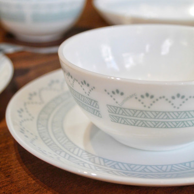 Đĩa Sâu Thủy Tinh Luminarc Diwali Geomatric Blue 20cm đựng thức ăn, cường lực, chịu nhiệt - Bộ 6 đĩa - V6538