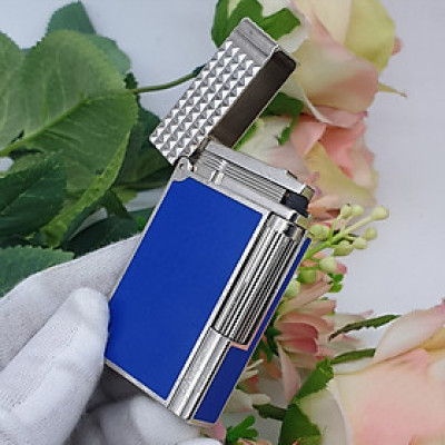 Vỏ Hột Quẹt Bật Lửa Upon D168X Họa Tiết Nền Xanh Ô Vuông Kim Cương Độc Đáo - Dùng Ga Đá Cao Cấp