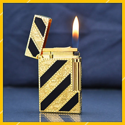 Vỏ Hột Quẹt Bật Lửa Upon D42V Họa Tiết Hoa Lá Sơn Mài Nền Đen Vàng Đối Nhau - Dùng Gas Đá Cao Cấp