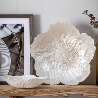 Set 3 Đĩa Thủy Tinh Ngọc Trai - Khay Thủy Tinh Đựng Trái Cây Hình Cánh Hoa Sang Trọng Phong Cách Bắc Âu Trang Trí Nội Thất - HÀNG CHÍNH HÃNG MINIIN