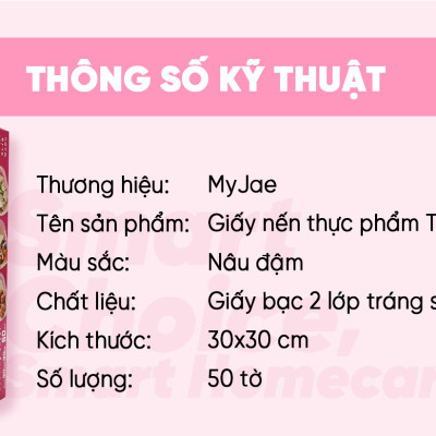[MyJae x Toyal] Giấy Nến 2 Mặt Lót Nồi Chiên, Nướng Bánh, Giấy Lót Chống Dính 30cm x 30cm (50 Tờ/Hộp)