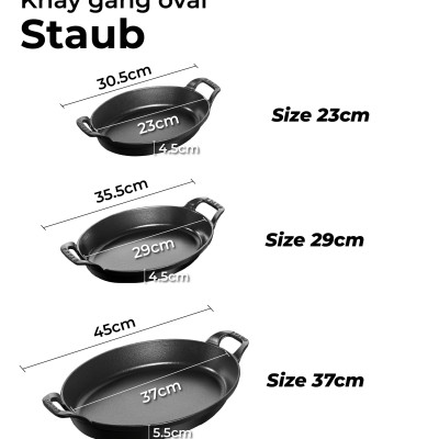 Staub - Khay oval màu đen - 37cm (B)