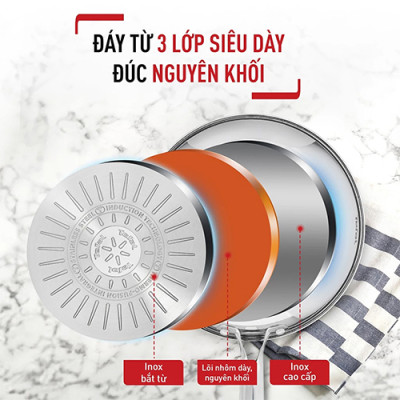 Chảo chiên Inox Tefal Duetto Plus (24cm/26cm/28cm) - Hàng chính hãng