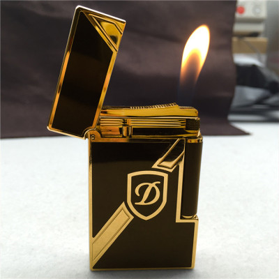 Vỏ Hột Quẹt Bật Lửa  Gas Đá Upon Sơn Đen Viền Vàng Chéo D141V Cao Cấp Chữ D