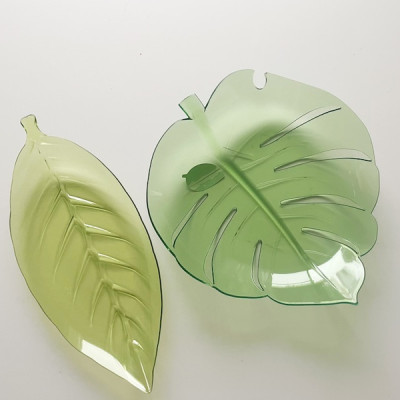 Combo 03 Đĩa nhựa pha lê màu xanh hình chiếc lá Yamada - Nội địa Nhật Bản