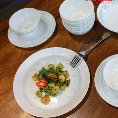 Đĩa Thủy Tinh Luminarc Diwali Geomatric Blue 19cm đựng thức ăn, cường lực, chịu nhiệt - Bộ 3 đĩa - V6537