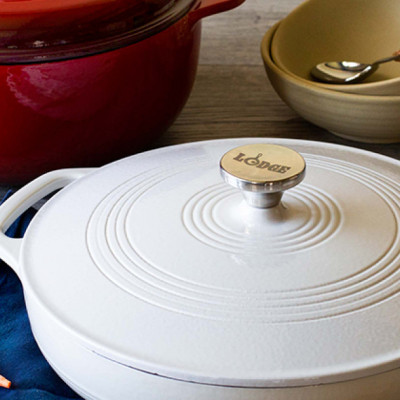 Nồi Gang Phủ Men Oval Lodge - Màu Trắng 6.6L