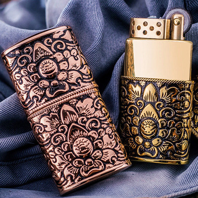Vỏ Hột Quẹt Bật Lửa Xăng Đá Zorro Z531 Thiết Kế Nhỏ Gọn Tiện Lợi Họa Tiết Hoa Văn - Dùng Xăng Bấc Đá Cao Cấp