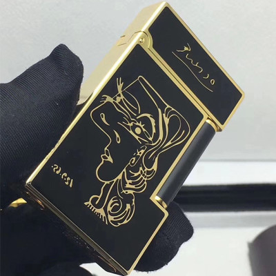 Vỏ Hột Quẹt Bật Lửa Upon D193 Họa Tiết Sơn Mài Đen Viền Vàng Họa Tiết Chân Dung Cô Gái Tuyệt Đẹp - Dùng Ga Đá Cao Cấp