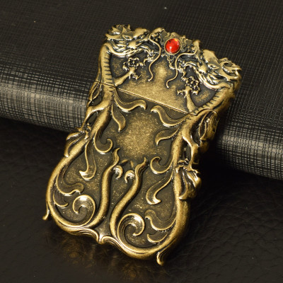 Vỏ Hột Quẹt Bật Lửa Xăng Zorro Z610-301 Thiết Kế Họa Tiết Rồng Đính Ngọc Đỏ - Dùng Xăng Bấc Đá Cao Cấp