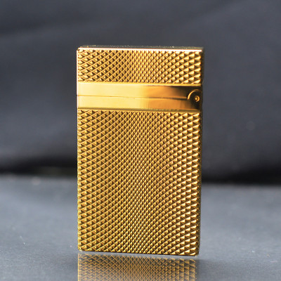 Vỏ Hột Quẹt Bật Lửa Ga Đá Upon Họa Tiết Ô Vuông Sóng D112V Màu Vàng - Dùng Gas Đá Cao Cấp