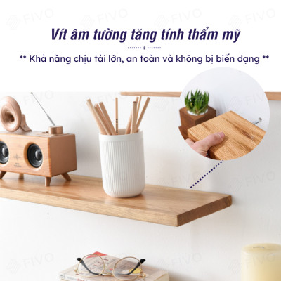 Kệ Treo Tường Trang Trí Decor FIVO Mã FB41 Chất Liệu Gỗ Chống Ẩm Dày 17mm, Tiết Kiệm Diện Tích, Đinh Âm Tường Chắc Chắn