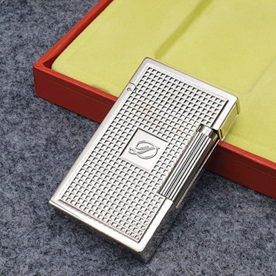 Vỏ Hột Quẹt Bật Lửa Upon Gas Đá D136B Họa Tiết Kẻ Cách Điệu Chữ D ở Giữa Màu Bạc - Dùng Gas Đá Cao Cấp