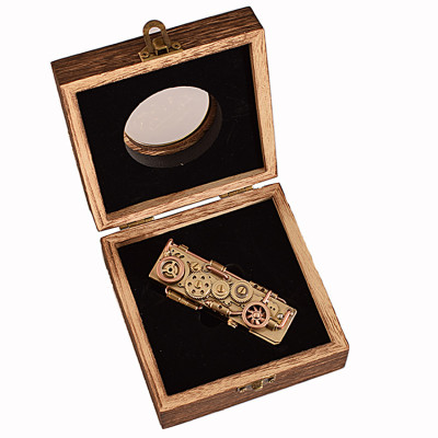 Vỏ Hột Quẹt Bật Lửa Xăng Đá Thủ Công TC1907 Mô Tả Cỗ Máy Cơ Khí Lộ Thiên Bằng Đồng Cực Chất