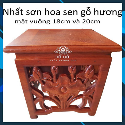 Đôn vuông hoa sen gỗ hương cao cấp
