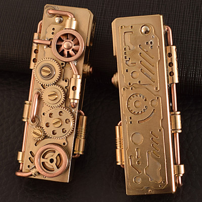 Vỏ Hột Quẹt Bật Lửa Xăng Đá Thủ Công TC1907 Mô Tả Cỗ Máy Cơ Khí Lộ Thiên Bằng Đồng Cực Chất