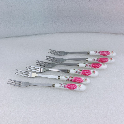 DĨA ĂN HOA QUẢ CÁN SỨ HOA HỒNG - ANTH623