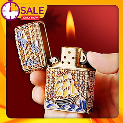 Vỏ Hột Quẹt Bật Lửa Xăng Chief CF1248J Thiết Kế Họa Tiết Thuyền Buồm Sơn Mài - Dùng Xăng Bấc Đá Cao Cấp