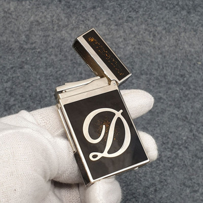 Vỏ Hột Quẹt Bật Lửa Upon D162B Sơn Mài Nền Đen Chấm Đỏ Cạnh Bạc Khắc Chữ Cao Cấp