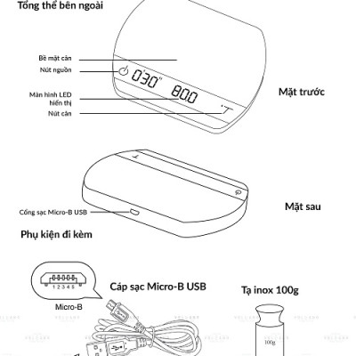 Cân điện tử Felicita Arc cho pha chế cà phê espresso đồ uống có đếm giờ pin sạc