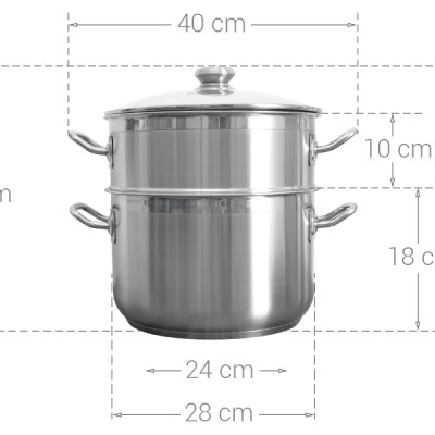 Bộ Nồi Xửng Hấp Fivestar 3 Đáy 26/28/30/32cm Chất Liệu Inox 430 Sáng Bóng, Bền Tốt, Ít Bị Oxy Hóa - Hàng Chính Hãng