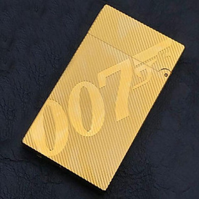 Vỏ Hột Quẹt Bật Lửa Xăng Đá Điệp Viên DX16V Họa Tiết Khắc Chữ 007 Màu Vàng - Dùng Xăng Bấc Đá Cao Cấp